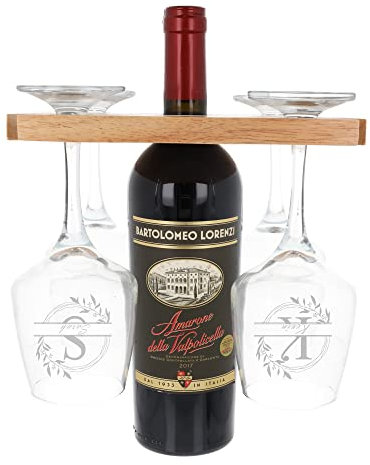 Always Looking Good Personalised Engraved Wooden Wine Bottle Butler Caddy With Glasses | Etched 4 Glass Bottle Holder (Empty Butler Arrow Name Design)
