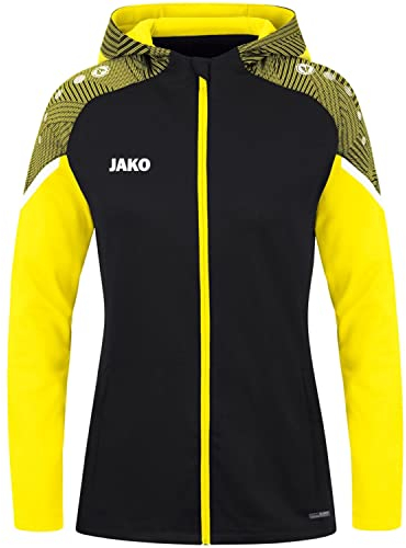 JAKO Damen met capuchon Kapuzenjacke Performance, Schwarz/Soft Yellow, 44 EU