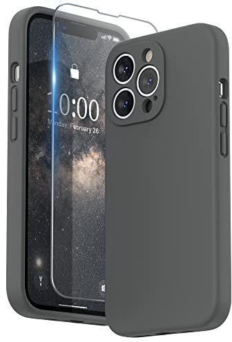 SURPHY Liquid Silicone Case for iPhone 13 Pro Case, Individual Protection for Each Lens Shockproof Rubber Full Body Thickened Design for iPhone 13 Pro 6.1 inch 2021, Space Gray