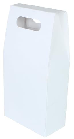 SelfHold 2 Bottle White Christmas Wine Gift Boxes 175 x 92 x 260mm - Presentation Bottle Boxes | Wine Gift Packaging (Pack of 5)