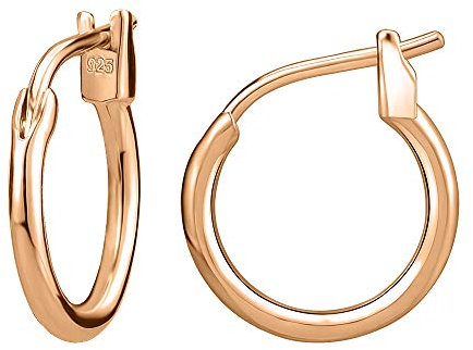 AoedeJ Orecchini A Cerchio In Argento Sterling 925 Con Oro Rosa Orecchini A Clip Orecchini A Cerchio Orecchini Ipoallergenici Per Donna Uomo (10mm)