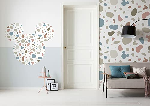 Komar Vlies Fototapete selbstklebend - Mickey Head Terrazzo Bambino - Größe 125 x 125 cm (Breite x Höhe) - Disney, Kinderzimmer, Kindertapete, Tapete, Wandtattoo