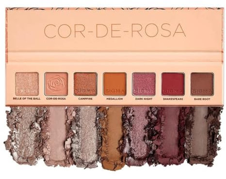 Sigma Beauty Mini palette di ombretti – Cor-de-rosa – 7 colori ombretti in finitura opaca, luccicante e metallica, palette vegana per il trucco da viaggio – Prodotti di bellezza puliti