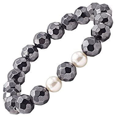 EnerMagiX Hämatit Magnetperlen Armband für Damen oder Herren, Hämatit Armbänder mit Magneten, Vatertagsgeschenk für Papa, Ehemann