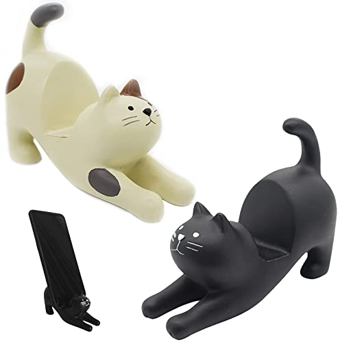 2 Pièces Support de Téléphone Portable, Supports pour Smartphone en Forme Chat, Support TéLéphone Portable, Support de Téléphone Universel, pour Maison, Salon, Bureau, Dortoir et école, 2 Couleurs