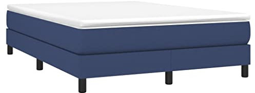 vidaXL Cadre de Lit à Ressorts, Lit Rembourré avec Pieds, Lit Double avec Sommier à Lattes, Lit Adulte de Chambre à Coucher, Moderne, Bleu 140x190 cm Tissu