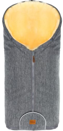 Merino Lammfell Fußsack Winterfußsack für Kinderwagen Baby universal für Babyschale Autositz Gr. 0 (Hellgrau Melange)