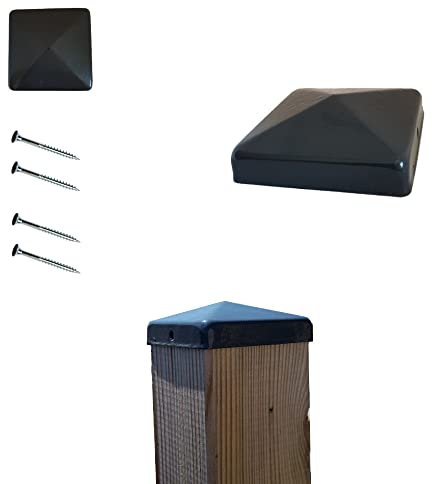 Perffixe Lot de 2 chapeaux ornement de poteau 91x91 mm RAL 7016 gris anthracite galvanisés à chaud