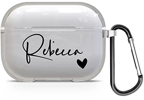 Personalisiert Benutzerdefiniert Soft Gel Klar Hülle Für AirPods - Schwarzer Name und Herz - für AirPods Pro 2