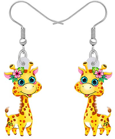 LONYOO Acryl Lustige Giraffe Ohrringe Mode Schmuck Dangle Anime Deer Ohrringe für Frauen Mädchen Giraffe Geschenke (Gelb 404)
