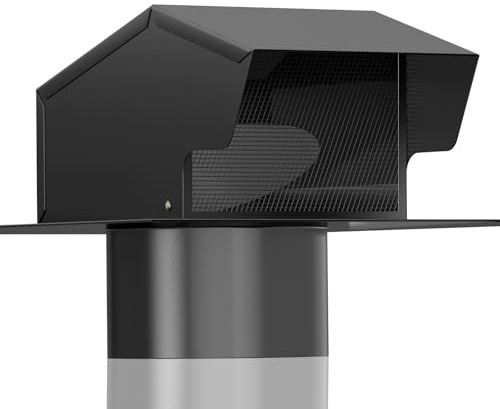 Hon&Guan 6 Inch Removable Roof Vents Roof Dryer Vent Cap for Houses Galvanized Steel 6 Inch Exhaust Vent for Ventilation System-with Damper, Black.