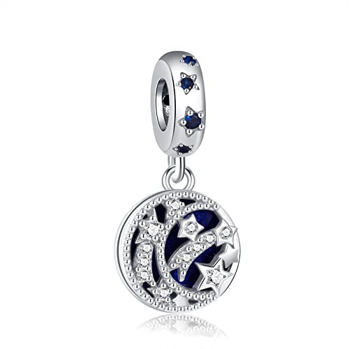 Damen Sternschnuppen Charms-Anhänger 928 Sterling Silber Blaue Doppelter Charms für Europäische Armbänder und Halskette Stern Anhänger Schmuck Geschenke