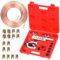Swpeet 30Pz in Set Kit Linea Freno Rivestita Rame, Linea Freno con Kit Attrezzi Flaring, Include 16 Raccordi e 4 Unioni, Set Attrezzi Flaring per Flares Singoli e Doppi con 5 Adattatori e Tubo Cutter