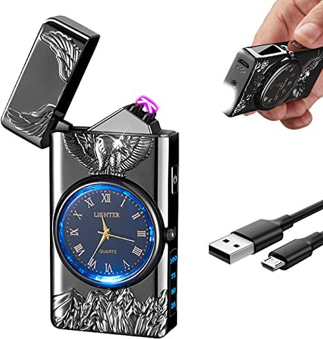COMANYI Elektrisch Lichtbogen Feuerzeug USB Aufladbar Plasma,Sturmfeuerzeug Elektro Winddicht Arc Lighter Wiederaufladbar für Kerzen Küche Geschenk (Schwarz, Adler)