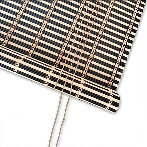 Bambusrollo Seitenzugrollo 70% Bambus Rollo Natur Jalousine Schwarz und weiß Schattierung Bambus Raffrollo Holzrollos Lichtfilter Sonnenschutz und Sichtschutz Rollo Fenster Patio (W115 x H120 cm)