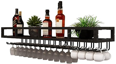Weinregal Aus Metall An Der Wand, Regal Weinglas Aufbewahrung, Weinglas Abtropfgestell, 60cm-150cm, Doppeltes Hakendesign, Platzsparend, Hängende Weinglas Halter Für Hausbar