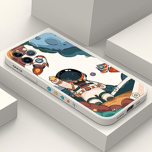 LEECG für iphone 11 Pro Max Hülle Seite kreatives Design Drucke Schlanke Weiche Schützende Handyhülle iphone 11 Pro Max 6,5 Zoll-Astronaut Weiß