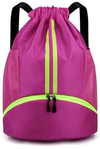 HUA ANGEL Impermeable Mochila con Cordón Grande Deporte Bolsa de Gimnasio con Cordón Mochila de Cuerdas con Compartimento para Zapatos Unisex para Vida Cotidiana Al Aire Libre Yoga Playa Natación
