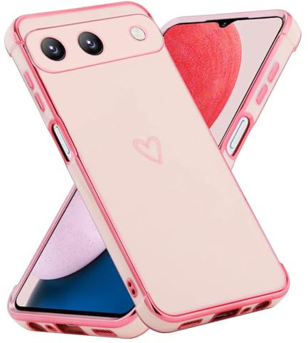 LENGRACE Cover per Google Pixel 8 pro,Custodia Design Modello Cardiaco Ultra Sottile Placcatura TPU,Colori Brillanti Specchio Silicone Antiurto Custodie Case Cover(LKAX-Rosa)