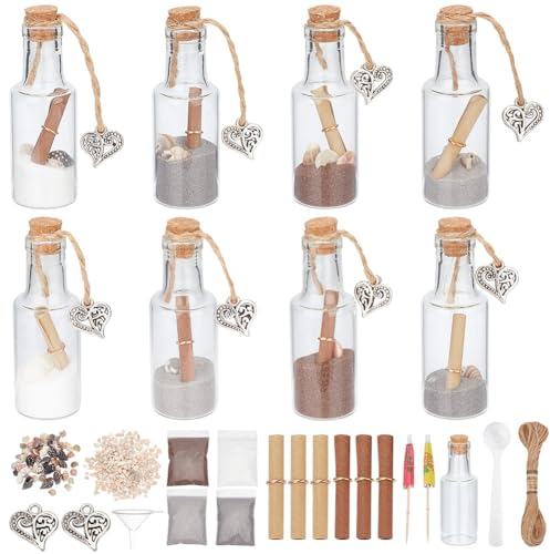 WEBEEDY 10 Set Farbige Sandflaschen Zum Selbermachen Strand-Stil Sandkunst-Aktivitätsset Erstellen Sie Ihren Eigenen Sand DIY-Kunst-Bastelset, Inklusive 10 Wunschflaschen Für Partygeschenke