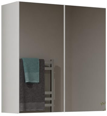 CDF HÄNGESCHRANK Pola 2DL | Farbe: Weiß | Moderner Schrank | Ablagefläche | Geräumige Einlegeböden | Einfache Montage | Glatte Seiten ohne Endkappen | Spiegel