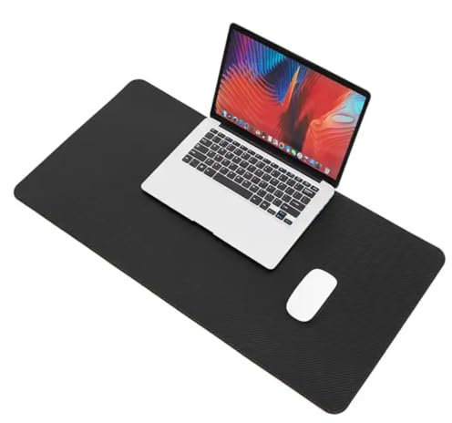 PurpleOasis Cork Desk Mat 60cm x 30cm, Black, PU Leather and Cork, Non-Slip, Large Desk Pad