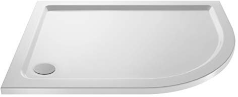 Balterley 900 x 760 mm Offset Quadrant Shower Tray Right Hand, Slimline Shower Trays, Durable Stone Resin Base Trays for Bathroom Enclosure Cubicle, Lightweight Tray for Wetroom Showers (White)