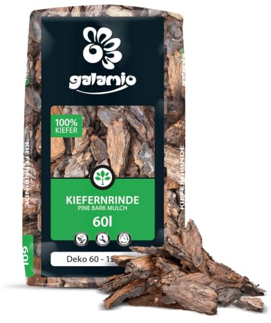 GALAMIO Rindenmulch Kiefer Deko 60-120 mm 60 L | Unbehandelter, natürlicher Bodenschutz