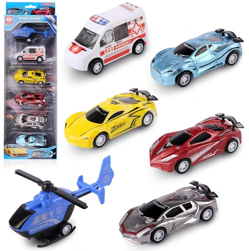 Ezydka Spielzeugauto Set 6 Stück Cars Spielzeug Kinderidee Spielfahrzeuge, Cars Autos Spielzeug, Spielzeugautos für Geburtstagsfeiern, geeignet für Kinder ab 3 Jahren