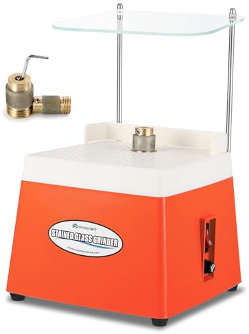 Mxmoonant Smerigliatrice di Vetro, Adatto per Vetro Colorato, Ceramica, Mosaico, include un Tappo e 2 Teste di Molatura Diamantate (Spina UE) (Arancione)