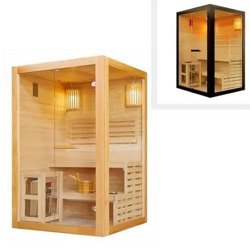 Bagno Italia Sauna finlandesa con estufa Harvia 130×120 cm madera color natural o negro