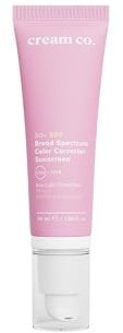 cream co. Broad Spectrum Color Corrector Sonnencreme Gesicht 50+ LSF mit Hyaluron & Niacinamid (Vitamin B3), Vegan UVA/UVB Sunscreen SPF 50+, Feuchtigkeitsspendend & Gleicht den Hautton aus, 50 ml
