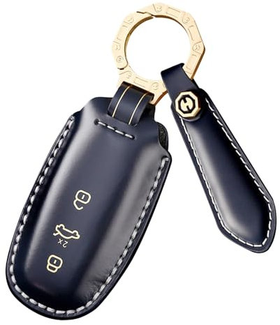 ontto Premium-Leder-Schlüsselanhänger-Schutz, passend für Audi 2018–2024, Schlüsselabdeckung, leicht und langlebig, für Audi A3, A6, A7, A8, Q7, Q8, E-Tron S3, S6, S7, SQ7, SQ8, RS6, RS7, A6L, Blau