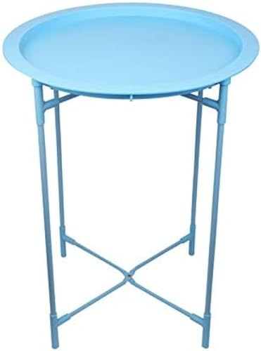 Mesa Auxiliar con Bandeja de Metal, mesas auxiliares Redondas Plegables y extraíbles, Mesa para refrigerios antioxidante e Impermeable con Bandeja extraíble para Sala de Estar, Dormitorio, a
