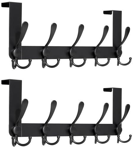Honsky Türgarderobe -Metall, Türhakenleiste zum Einhängen,Türfalzstärken4,5/4/3,5cm,Türhaken innenseite, Kleiderhaken Tür, Solide Türhaken zum Einhängen,2 Stück,Schwarz