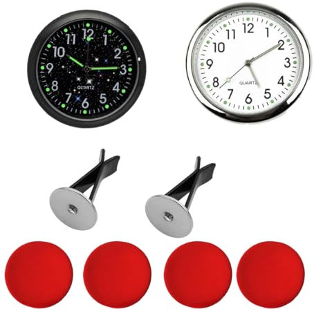 2 Stücke Mini-Fahrzeug-Armaturenbrettuhr, Autouhr Selbstklebend Leuchtende, Auto Lüftungsschlitz Clip Uhr, Mit Doppelseitigem Aufkleber und Lüftungsclip, für Auto Lnnendekoration Geeignet