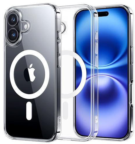 NIMASO for iPhone 16 Case Clear 6.1-Inch, Compatible with MagSafe, Shockproof Military-Grade Protection,Non-Yellowing, Slim Thin Magnetic Phone Case for iPhone 16, Clear
