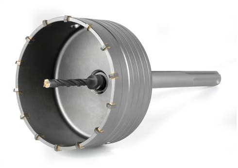 BINOTA 120 mm Sega a Tazza per Calcestruzzo Pesante – Punta Carotatrice in Carburo di Tungsteno con Attacco SDS-MAX (220 mm) e Punta di Centraggio a Croce per Calcestruzzo, Mattoni, Pietra, Muratura