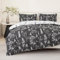 Jemiipee Bettwäsche 220x240 cm Weiß Anthrazit, Bettwäsche-Set mit Blumenmuster, Bettbezug 220 x 240 Kissenbezug 80x80, Deckenbezug Wendebettwäsche Weich mit Reißverschluss