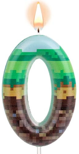 Pixel Birthday Cake Candle, Green Pixel Birthday Candle Pixel Cake Candle Number Candles Pixel Print Number Cake Toppers for Birthday Wedding Anniversary Pixel Themed Parties (0)
