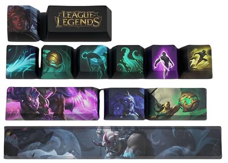 LOL - Tappi per tastiera per PC Gaming, con tasti meccanici e numpad, incisi al laser, con ogni ritratto passivo e abilità, si adattano a qualsiasi tastiera meccanica (Illaoi)