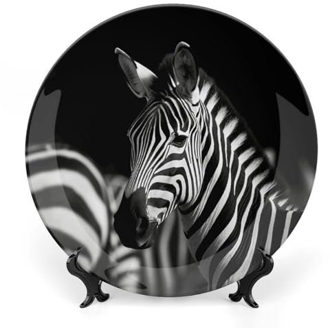 VFKLT Assiettes décoratives en porcelaine anglaise avec motif zébré noir et blanc - 25,4 cm