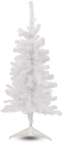PaMeer 4ft Christmas Tree, Slim Artificial Xmas Tree with Stand, Pine Green Faux Fir, Easy to Assemble & Sturdy, Ideal for Home Christmas Decorations, Office Xmas Decor, 120cm (White)