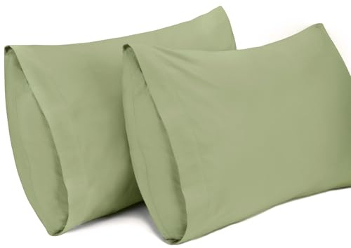 Lirex Lot de 2 Taie Oreiller 50 x 80 cm，100% Coton, Taie d'oreiller Respirantes, Certification Oeko-TEX, Vert
