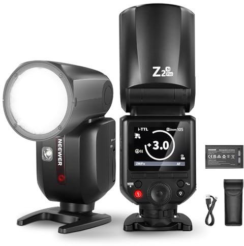 NEEWER Z2PRO-N 2.4G TTL Blitzgerät mit rundem Kopf, kompatibel mit Nikon, drahtlos kompatibel mit Godox, 76Ws 1/8000s HSS, verbesserte UI, TTL/M TCM Schalter, 3000mAh Batterie, 600 Full Power Flash