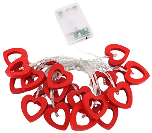 IMIKEYA -lichterkette in Herzform Aus Holz 3 M 20 Leds Für Valentinstag-dekorationen