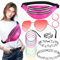 Camptrip 90er Jahre Outfit Damen Accessoires Set Festival Outfit Damen, Rosarote Bauchtasche, Herzbrille Rosa, Ohrringe, Tattoo Kette, Neon Accessoires