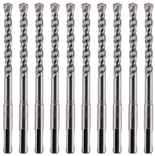10 Pack Of - 12mm x 160mm Long SDS Plus Hammer Drill Bits, Professional Tungsten Carbide Tipped Masonry Drill Bit For Brick, Concrete, Stone, Granite. 12mm SDS Drill Bit