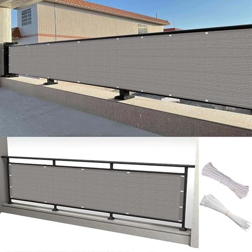 Brise Vue Jardin 160 x 320 cm en HDPE 220G/M², Protection Contre Vent, Soleil, Store Latéral Pare-Soleil Brise-Vue avec Cordes et Attache-Câbles pour Cour, Porche, Piscine, Gris Clair