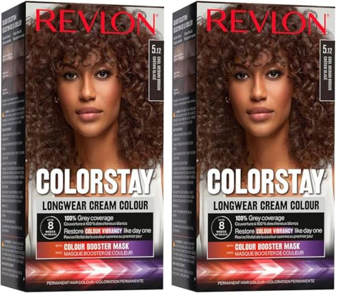 Revlon ColorStay – permanente Haarfarbe, langanhaltend, deckt 100% weißes Haar ab, bis zu 8 Wochen, Macadamia-Öl und Murumuru-Butter, N5.12 Eisbraun (Packung mit 2)